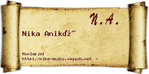 Nika Anikó névjegykártya